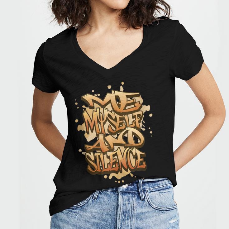 Self Care Introvert Relaxation Me Myself And Silence Retro Women's Jersey Short Sleeve Deep V-Neck Tshirt Self Care Introvert Relaxation Me Myself And Silence Retro Women's Jersey Short Sleeve Deep V-Neck Tshirt