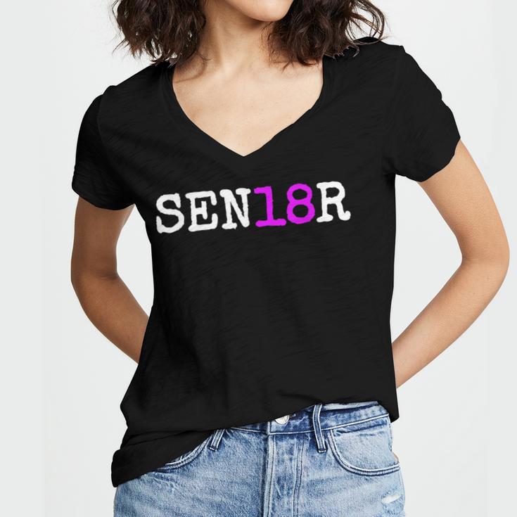 Senior 2018 TShirt Graduation Class Of 2018 Tee Shirt Women's Jersey Short Sleeve Deep V-Neck Tshirt