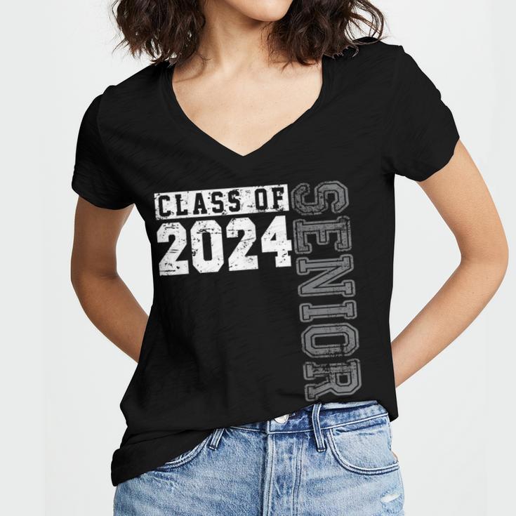 Senior 2024 Class Of 2024 Seniors Graduation 2024 Senior 24 Women's Jersey Short Sleeve Deep V-Neck Tshirt