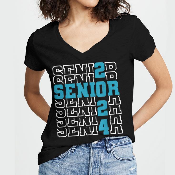 Senior 2024 Graduation Class Of 2024 Senior Boys Girls Women's Jersey Short Sleeve Deep V-Neck Tshirt