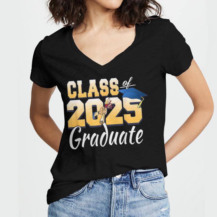 Senior 2025 Class Of 2025 Senior Graduate 2025 Graduation Women's Jersey Short Sleeve Deep V-Neck Tshirt