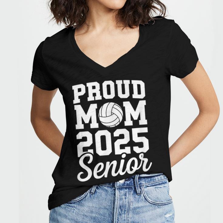 Senior 2025 Volleyball Mom High School Graduation Outfit Fun Women's Jersey Short Sleeve Deep V-Neck Tshirt