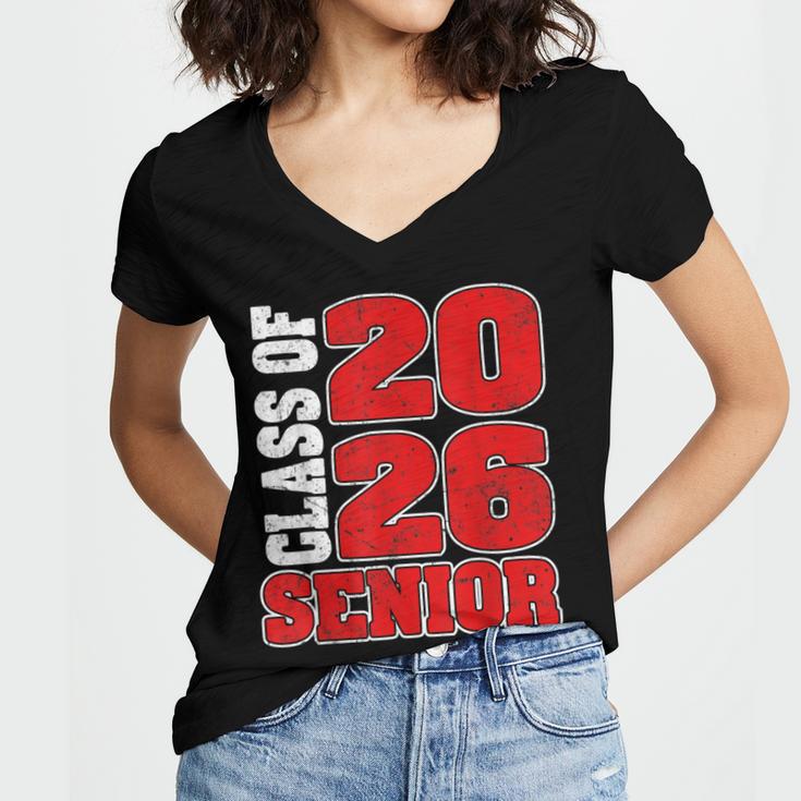 Senior 2026 Class Of 2026 Graduation Women's Jersey Short Sleeve Deep V-Neck Tshirt