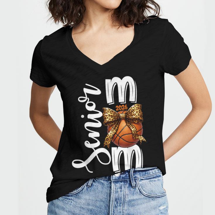 Senior Basketball Mom Class Of 2026 Player Graduation Grad Women's Jersey Short Sleeve Deep V-Neck Tshirt