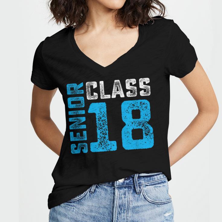 Senior Class 18 Shirt Graduation Apparel T-Shirt Women's Jersey Short Sleeve Deep V-Neck Tshirt