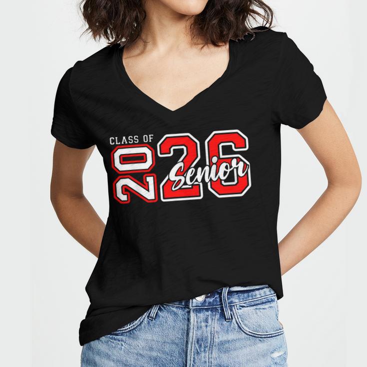 Senior Class Of 2026 Graduation Back To School Senior 26 Women's Jersey Short Sleeve Deep V-Neck Tshirt