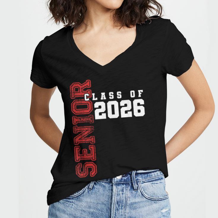 Senior Class Of 2026 Graduation Grad 26 Women's Jersey Short Sleeve Deep V-Neck Tshirt