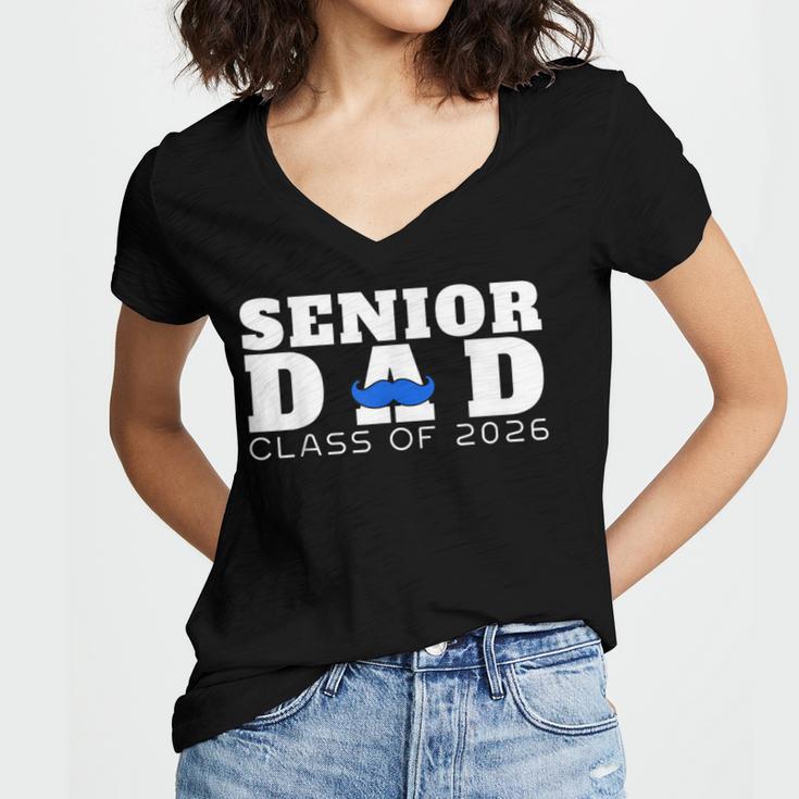 Senior Dad 2026 Class Of 2026 Graduation Women's Jersey Short Sleeve Deep V-Neck Tshirt