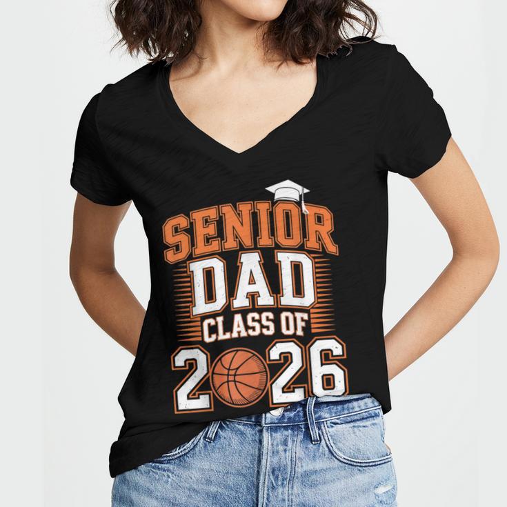Senior Dad Class Of 2026 Graduate Basketball Graduation 2026 Women's Jersey Short Sleeve Deep V-Neck Tshirt