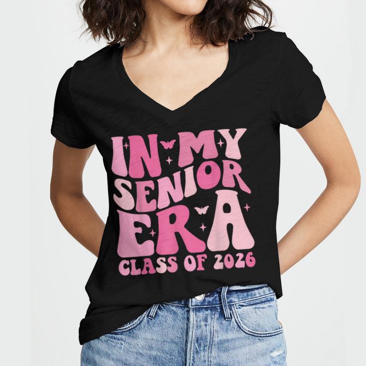 In My Senior Era Class Of 2026 Retro Senior 2026 Graduation Women's Jersey Short Sleeve Deep V-Neck Tshirt
