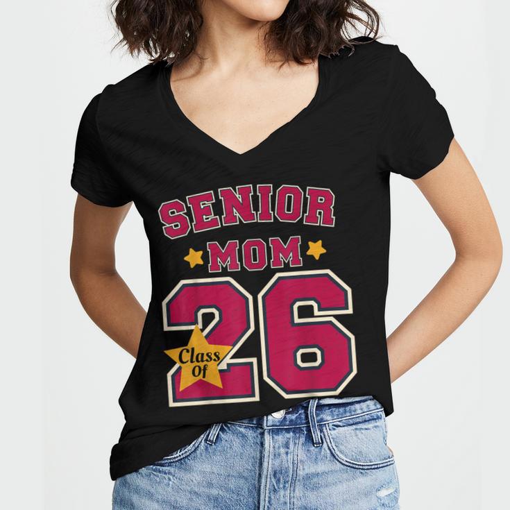 Senior Mom 2026 Proud Senior Mom Class Of 26 For Graduation Women's Jersey Short Sleeve Deep V-Neck Tshirt