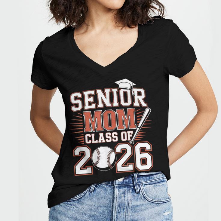 Senior Mom Class Of 2026 Graduate Baseball 2026 Graduation Women's Jersey Short Sleeve Deep V-Neck Tshirt