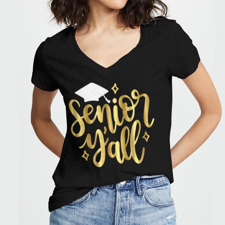 Seniors Y'All 2019 Graduation Tshirt High School College Women's Jersey Short Sleeve Deep V-Neck Tshirt