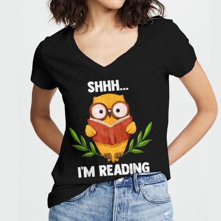 Shhh I'm Reading World Book Day Costume 2026 Kids Women's Jersey Short Sleeve Deep V-Neck Tshirt