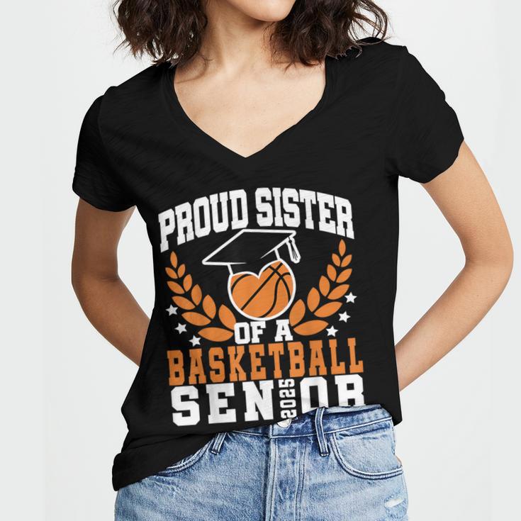 Sister Class Of 2025 Senior Basketball Graduation Family Women's Jersey Short Sleeve Deep V-Neck Tshirt