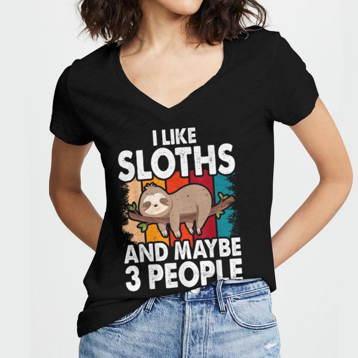 Sloth For Sloth Lover Men Women Kids Introvert Women's Jersey Short Sleeve Deep V-Neck Tshirt Sloth For Sloth Lover Men Women Kids Introvert Women's Jersey Short Sleeve Deep V-Neck Tshirt