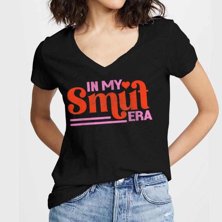 In My Smut Era Shirt Romance Novel Reader Book Reading Women's Jersey Short Sleeve Deep V-Neck Tshirt