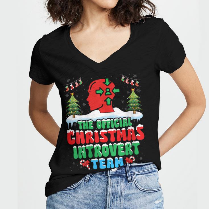 Snow Christmas Introvert Team Introverted Introvert Xmas Women's Jersey Short Sleeve Deep V-Neck Tshirt Snow Christmas Introvert Team Introverted Introvert Xmas Women's Jersey Short Sleeve Deep V-Neck Tshirt