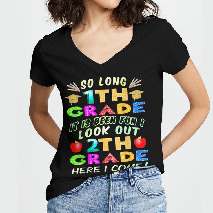 So Long 1st Grade 2nd Grade Here I Come Graduation 2022 Women's Jersey Short Sleeve Deep V-Neck Tshirt