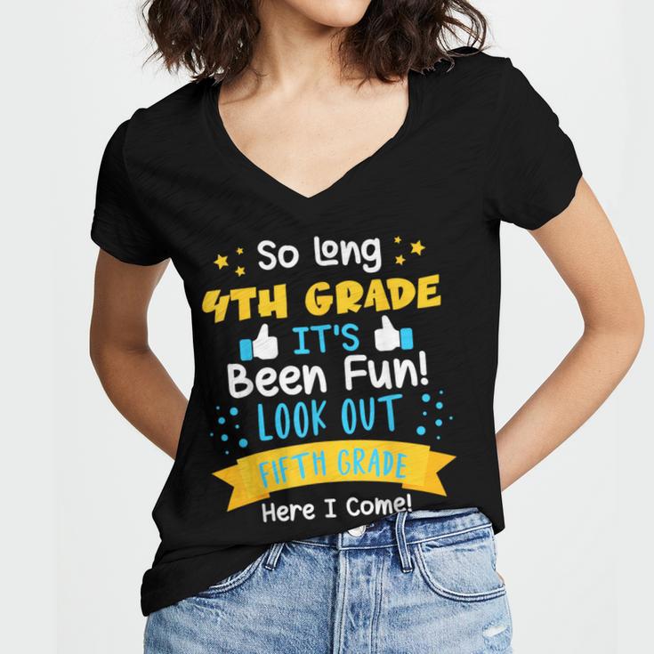 So Long 4th Grade Graduation 2025 School 5th Grade Here Come Women's Jersey Short Sleeve Deep V-Neck Tshirt