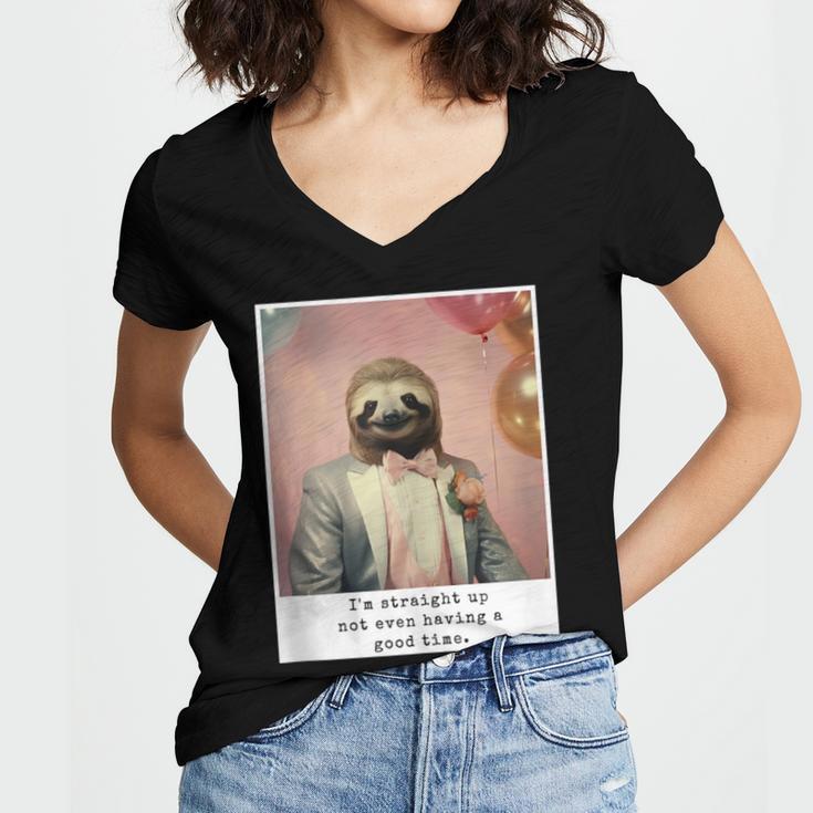 Social Anxiety Not Having A Good Time Socializing Introvert Women's Jersey Short Sleeve Deep V-Neck Tshirt