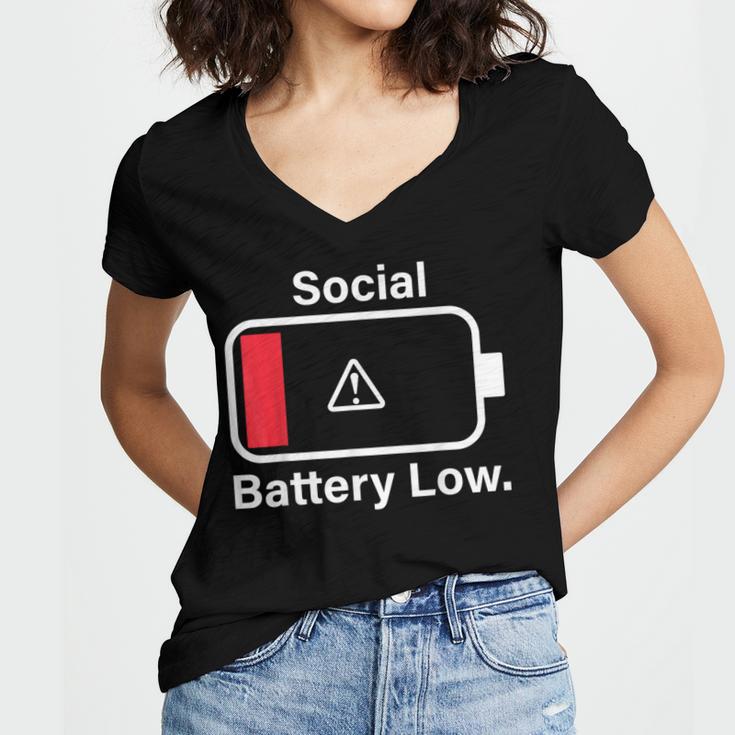 Social Battery Low Anti-Social Introvert Women's Jersey Short Sleeve Deep V-Neck Tshirt Social Battery Low Anti-Social Introvert Women's Jersey Short Sleeve Deep V-Neck Tshirt