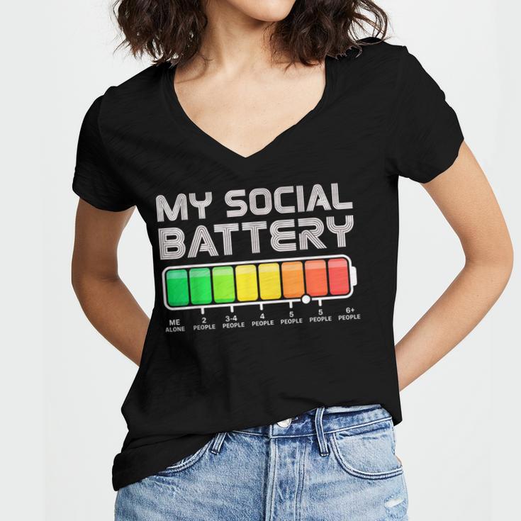 Social Battery Low Energy Antisocial Introvert Women's Jersey Short Sleeve Deep V-Neck Tshirt Social Battery Low Energy Antisocial Introvert Women's Jersey Short Sleeve Deep V-Neck Tshirt