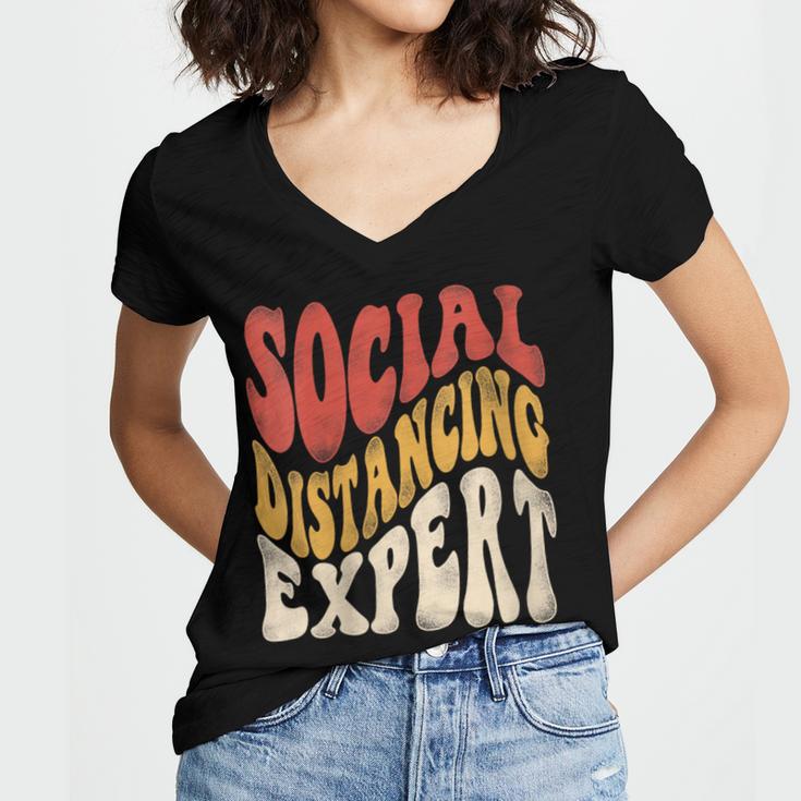 Social Distancing Expert Introvert Women's Jersey Short Sleeve Deep V-Neck Tshirt Social Distancing Expert Introvert Women's Jersey Short Sleeve Deep V-Neck Tshirt