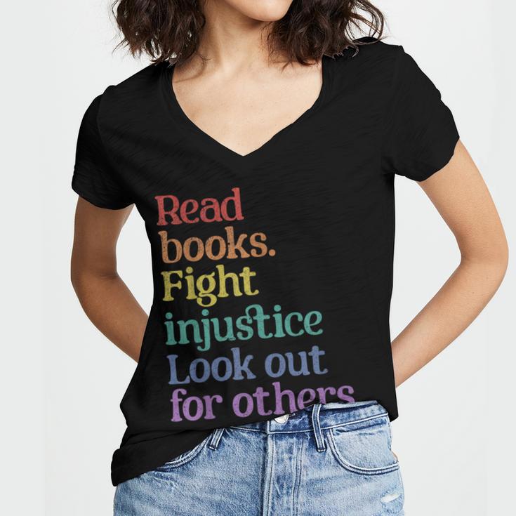 Stop Book Banning Pro Library Women's Jersey Short Sleeve Deep V-Neck Tshirt