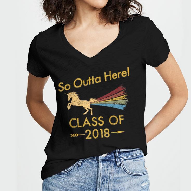 STRAIGHT OUTTA HIGH SCHOOL 2018 Grad Graduation Shirt Women's Jersey Short Sleeve Deep V-Neck Tshirt