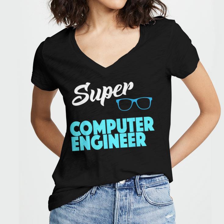 Super Computer Engineer New Job Graduation Women's Jersey Short Sleeve Deep V-Neck Tshirt