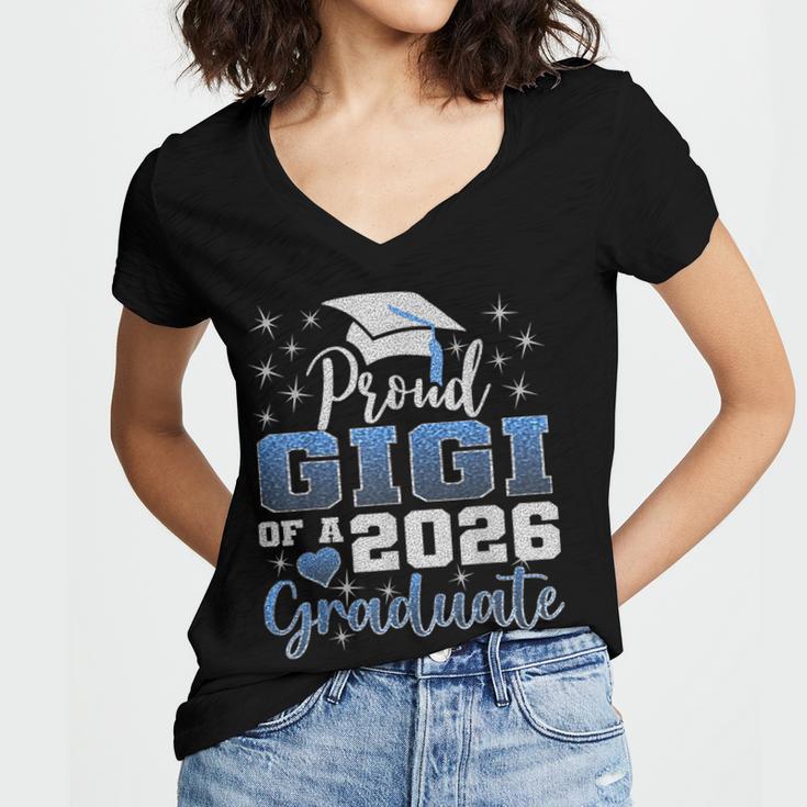 Super Proud Gigi Of 2026 Graduate Senior Graduation Family Women's Jersey Short Sleeve Deep V-Neck Tshirt