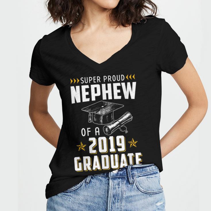Super Proud Nephew Of A 2019 Graduate Shirt Graduation Women's Jersey Short Sleeve Deep V-Neck Tshirt