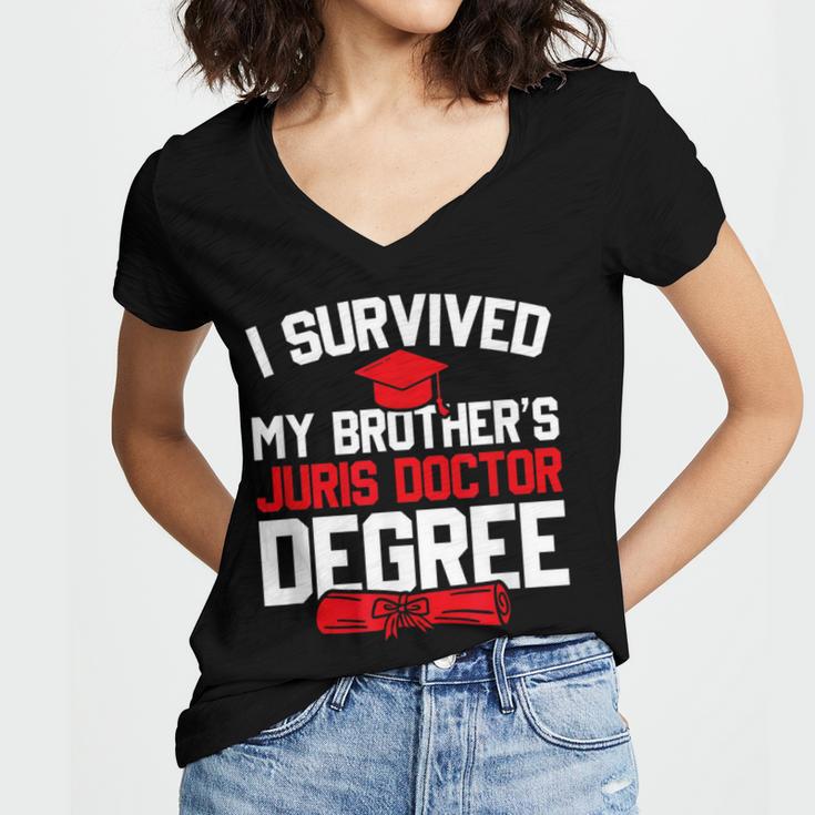I Survived My Brother's Juris Doctor Degree Graduation Women's Jersey Short Sleeve Deep V-Neck Tshirt