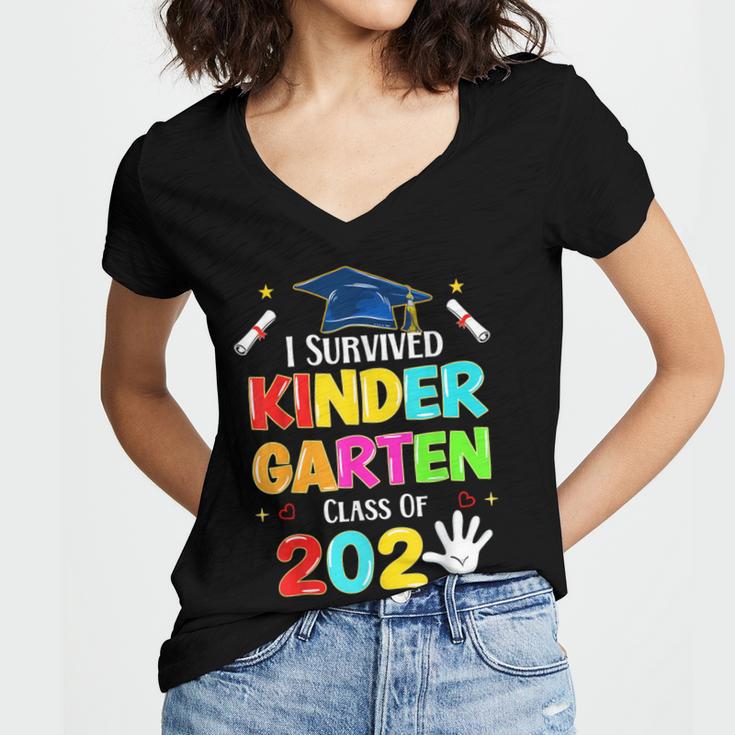 I Survived Kindergarten Graduation 2025 Graduate Boys Girls Women's Jersey Short Sleeve Deep V-Neck Tshirt