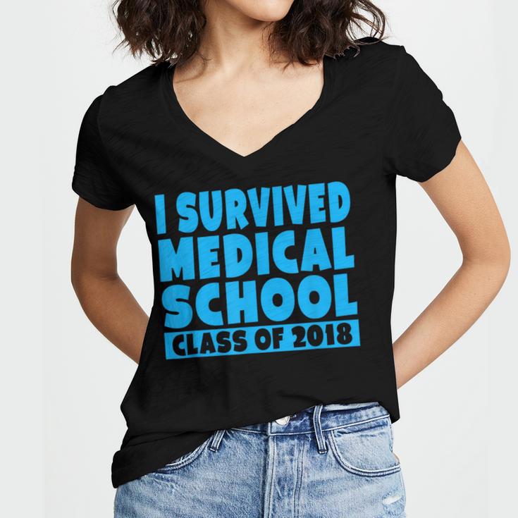 I Survived Medical School Class Of 2018 Graduation Women's Jersey Short Sleeve Deep V-Neck Tshirt