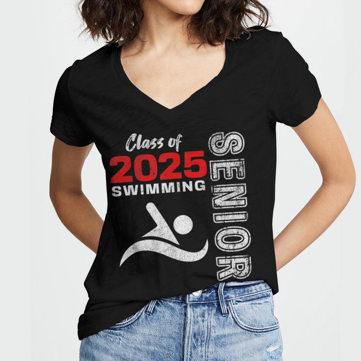 Swimming Team Senior Class Of 2025 Graduation 2025 Women's Jersey Short Sleeve Deep V-Neck Tshirt