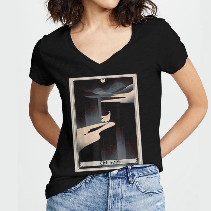 Tarot Cards Guide Book Esoteric Mysticism Clothing The Fool Tarot Card -Adults & Kids Small Short Sleeve Crew Neck Classic Fit Women's Jersey Short Sleeve Deep V-Neck Tshirt