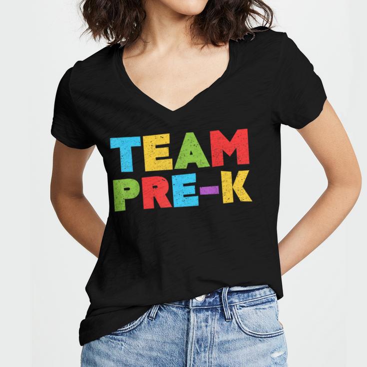Team Pre-K Shirt Teacher Boy Girl Back To School Graduation Women's Jersey Short Sleeve Deep V-Neck Tshirt