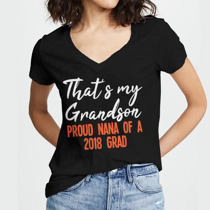 That's My Grandson 2018 Graduation Shirt For Grad Nanas Women's Jersey Short Sleeve Deep V-Neck Tshirt