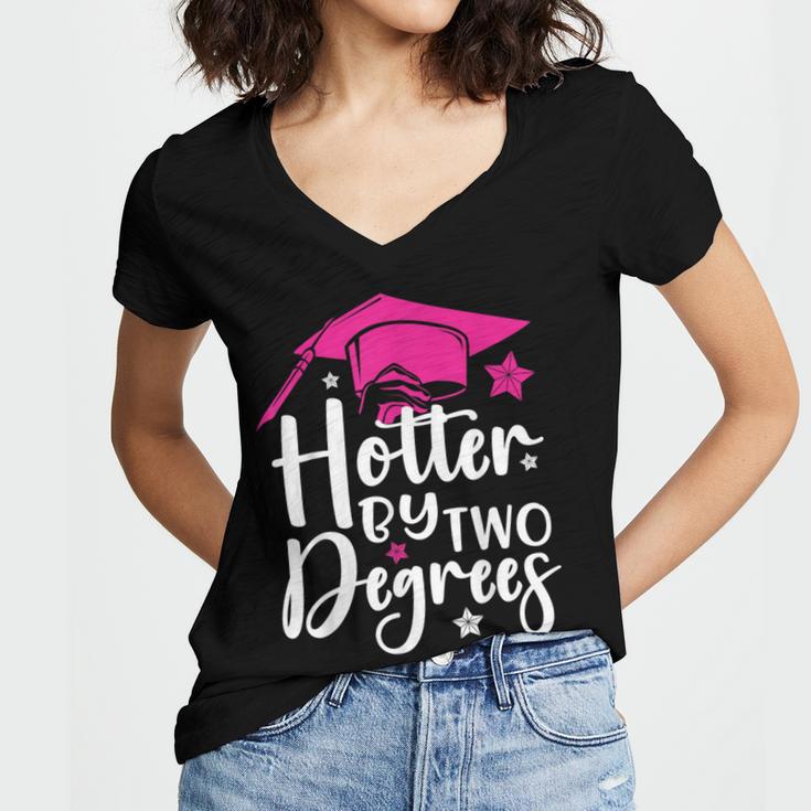 Two Degrees Hotter Graduation 2025 Diploma College Masters Women's Jersey Short Sleeve Deep V-Neck Tshirt