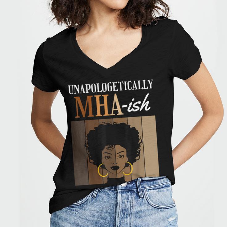 Unapologetically MHA-Ish Student Graduation Afro Women's Jersey Short Sleeve Deep V-Neck Tshirt