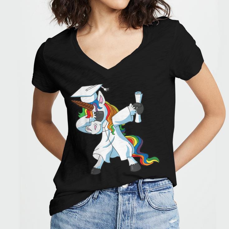 Unicorn Student Graduation 2022 Boys Girls Teenagers Teen Women's Jersey Short Sleeve Deep V-Neck Tshirt