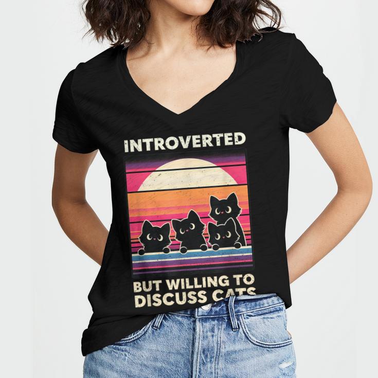 Unique Art For Introverted Cat Fans -Adults Cat Humorous Introvert Small Women's Jersey Short Sleeve Deep V-Neck Tshirt Unique Art For Introverted Cat Fans -Adults Cat Humorous Introvert Small Women's Jersey Short Sleeve Deep V-Neck Tshirt