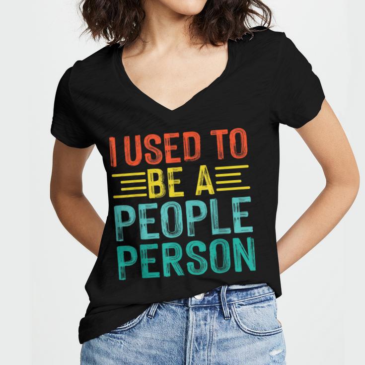 I Used To Be A People Person I Introvert Women's Jersey Short Sleeve Deep V-Neck Tshirt
