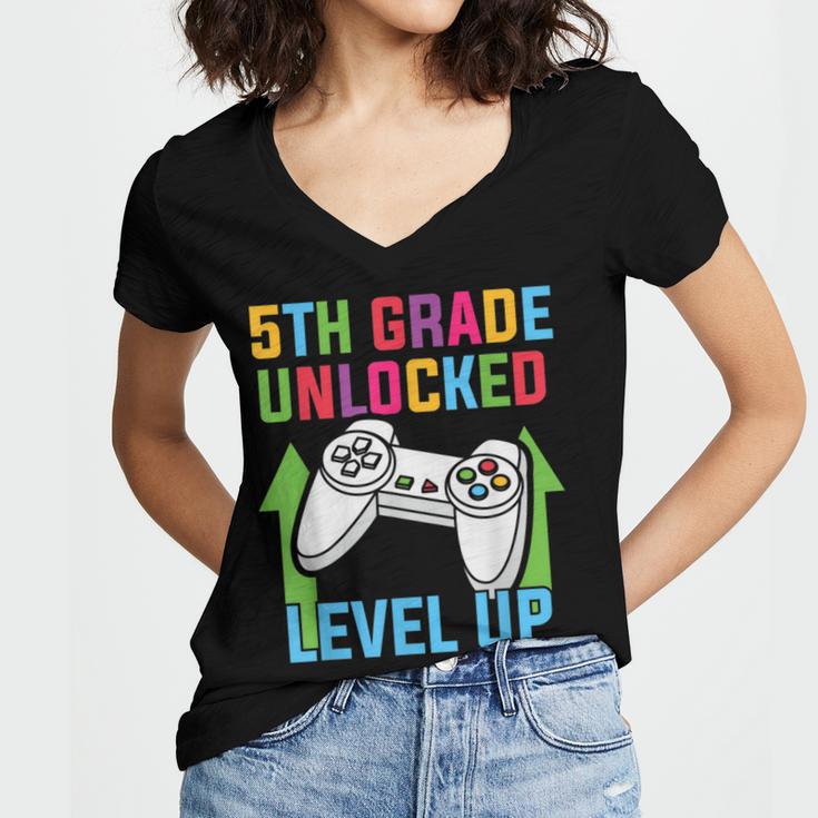 VIDEO GAMER Graduation Student Teacher Last Day School Kids Women's Jersey Short Sleeve Deep V-Neck Tshirt