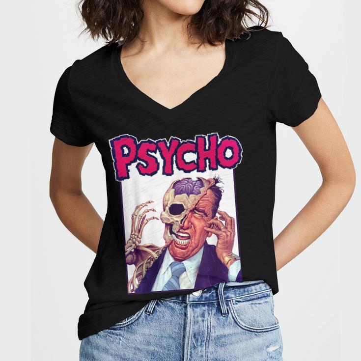 Vintage Movie Horror Poster Comic Book Graphic Film Night Women's Jersey Short Sleeve Deep V-Neck Tshirt