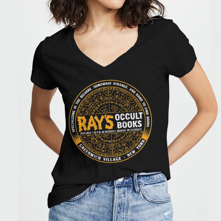 Vintage Quote Ray's Occult Retro Spiritual Books Women's Jersey Short Sleeve Deep V-Neck Tshirt