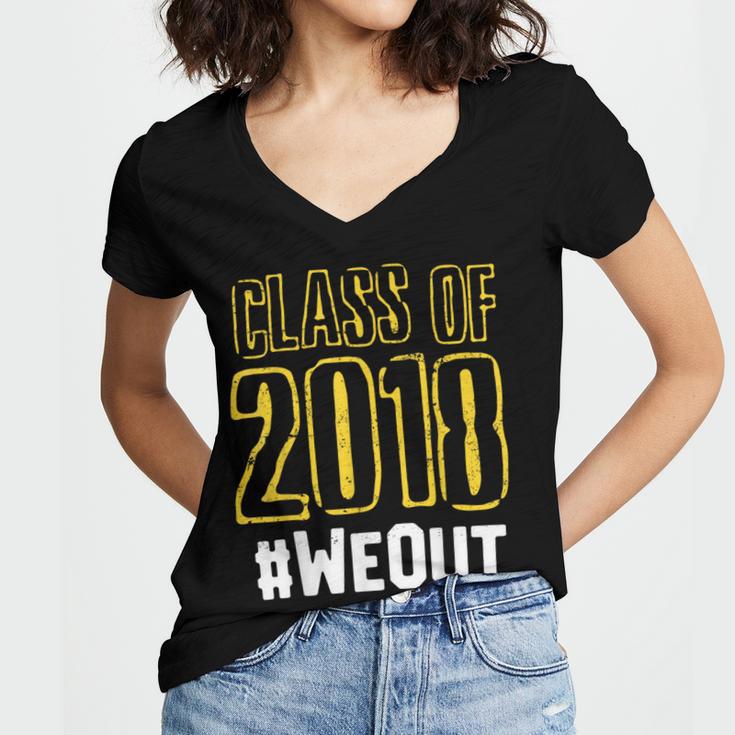 We Out WeOut Class Of 2018 Senior Graduation Women's Jersey Short Sleeve Deep V-Neck Tshirt