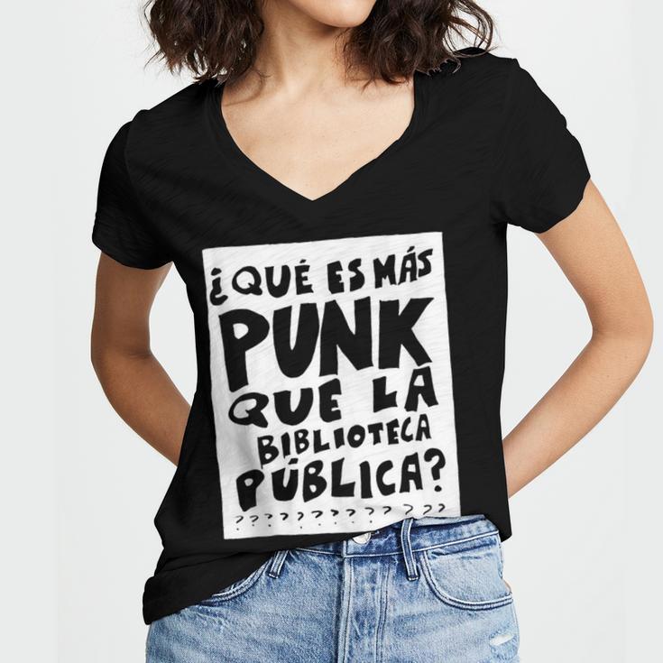 What's More Punk Than The Public Library Book Lover Women's Jersey Short Sleeve Deep V-Neck Tshirt